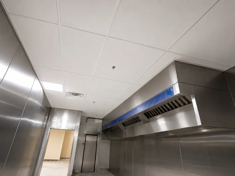 Finished suspended drop ceiling grid installed by Mass Framing Solutions