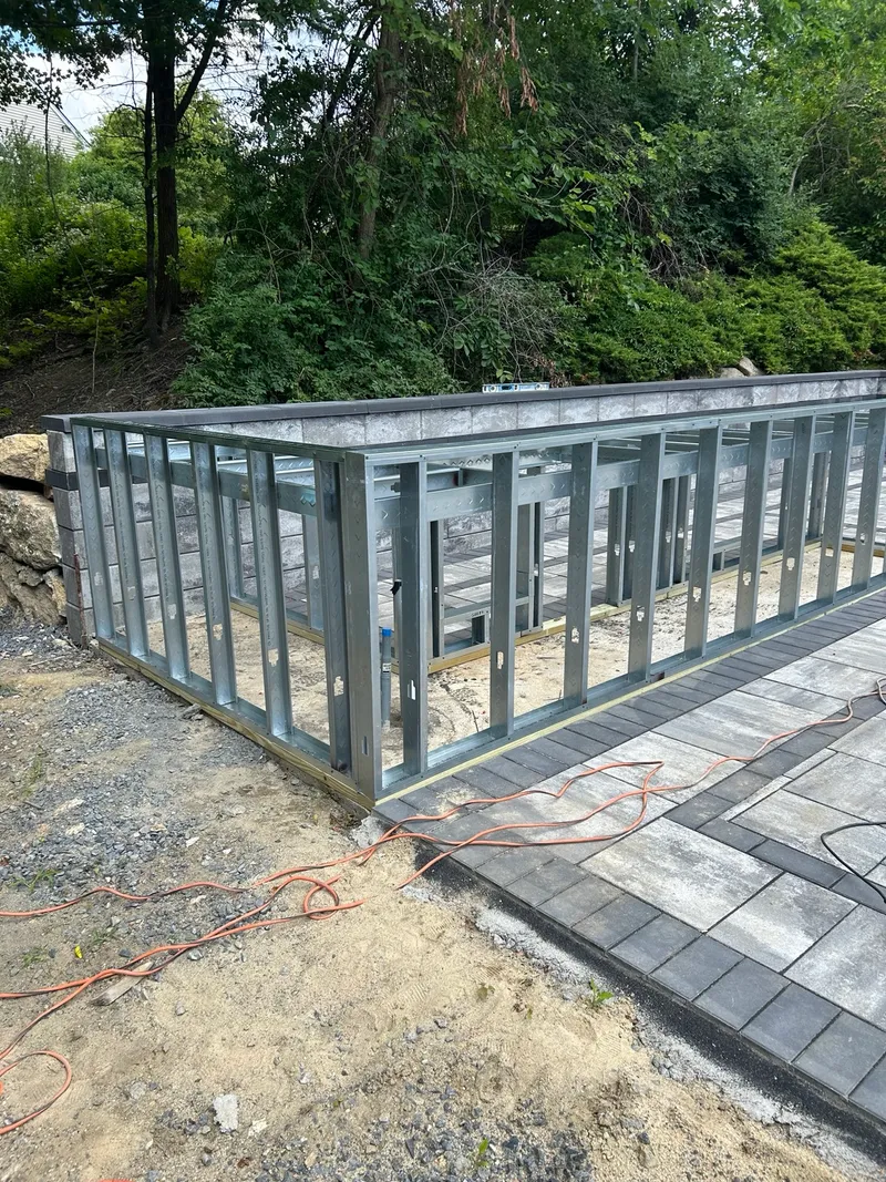 Exterior metal stud wall framing installed by Mass Framing Solutions